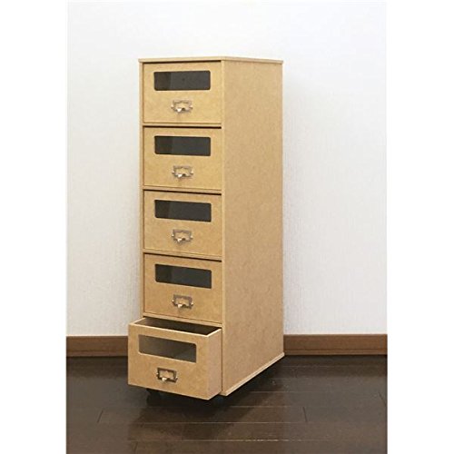 シンプルテイスト チェスト 整理 収納 キャビネット/タンス 【5段】 ナチュラル 幅26cm 引き出し5杯 キャスター付 移動可能 車輪付き き  日本製 国産 『ウインドチェスト 』