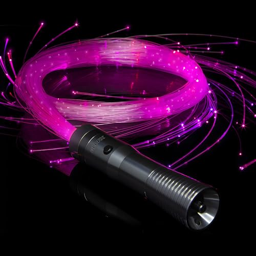 GloFX Sparkle Fiber Space Whip Remix | Programmable LED Fiber Optic Whip | 6 Ft 360° Swivel Super Bright Light Up Rave Toy EDM Pixel Flow Lace Dance Festival