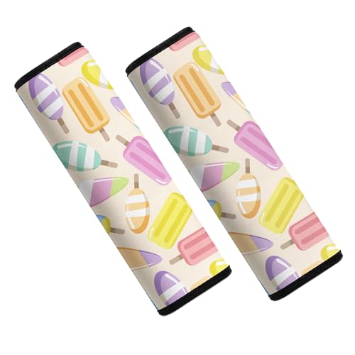 Image of Seat Straps Shoulder Pads for Kids - Seat Belt Cover Pad, Perfect for Car Booster Seats, Strollers, High Chair, Backpacks, and More, Ice Cream
