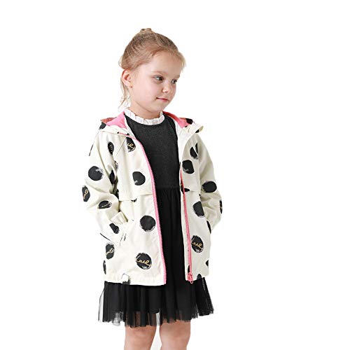 marc janie Girls' Spring Autumn Casual Polka Dots Hoodie Coat Baby Toddler Girls Windbreaker 4 Years Polka Dots