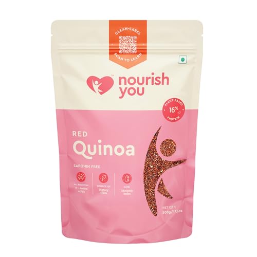 Image of Nourish You Red Quinoa Seeds 500G | Premium Certified Grain | Gluten Free | High Protein | Fibre Rich Healthy Diet Food For Breakfast Cereal, Pilafs, Soups & Salads (Pack of 1)
