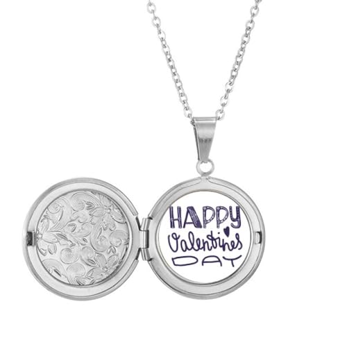Collier médaillon avec citation Happy Valentine Day pendentif femme cadeau d'anniversaire