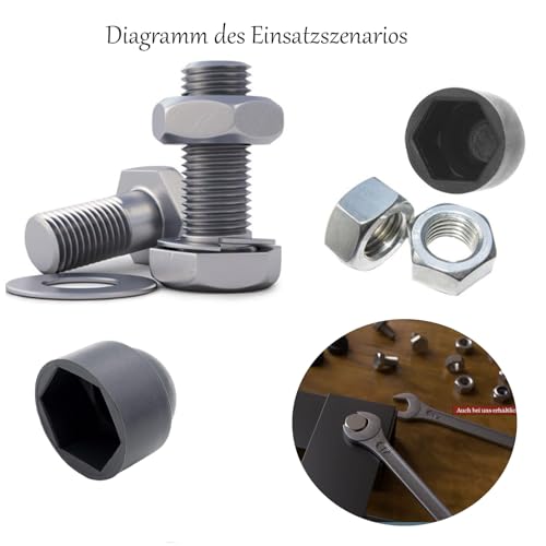 25 Stück Sechskant Schutzkappen M10, Schlüsselweite 17, Abdeckkappen für Schrauben, Kappe Mutter, Schutzkappe Schraube,Schwarz,Muttern Abdeckkappen Sechskantschrauben Schraubenkappe Abdeckung Endkappe
