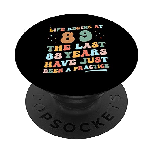 89 cumpleaños Hombre Mujer 2023 Funny Groovy Life Begins at 89 PopSockets PopGrip Intercambiable