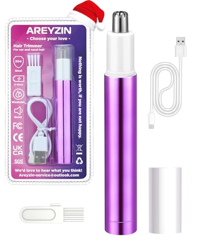 Painless Nose Hair Trimmer for Women Rechargeable 2025 Upgrade Nose Trimmer Ladies Noses Hair Trimmer Dual Edge Blades with IPX7 Waterproof Powerful Motor Easy Cleansing Purple