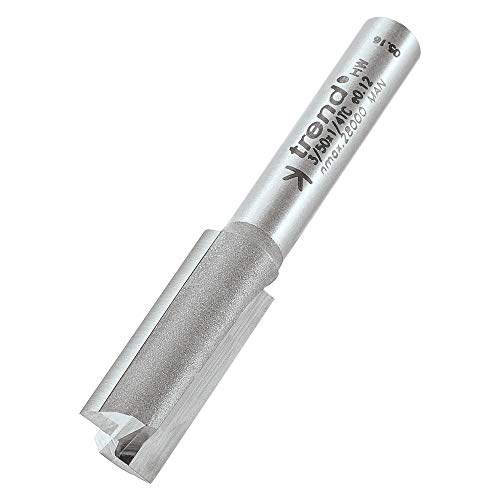 Trend Professional Straight Two Flute Router Cutter, 1/4 Inch Shank, 9.5mm Cut Diameter, 25mm Cut Length, Tungsten Carbide Tipped, 3/50X1/4TC