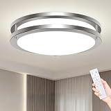 hepside Flush Mount Ceiling Light with Remote, Dimmable & Timer Ceiling Light Fixtures, Night Light, 10 Inch Ceiling Lighting for Bedroom Kitchen Bathroom Hallway, Brushed Nickel