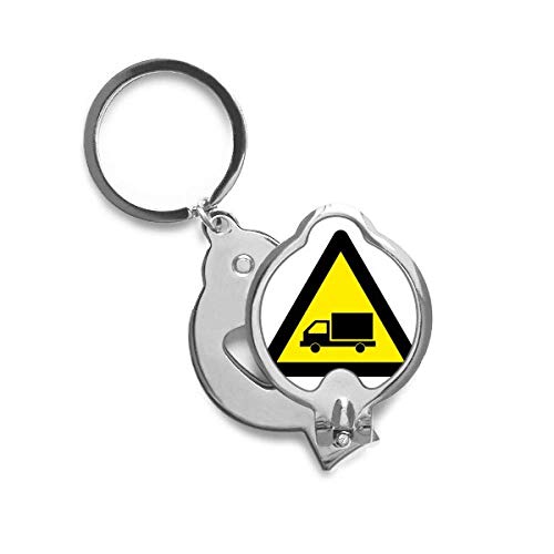 Coupe-ongles camion jaune noir avec symbole d'avertissement triangle