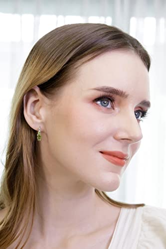 Peridot Earrings For Women Three-Stone Green Sterling Silver Hoops For Girls Teens Prom Fashion Bridesmaids #TOP1