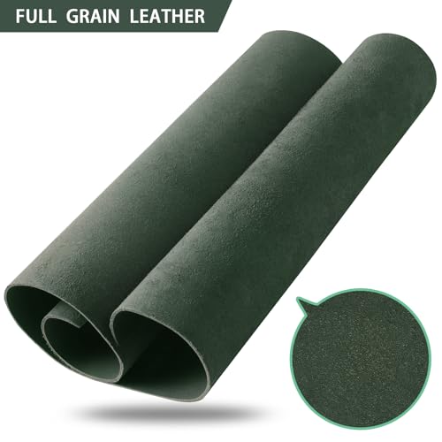 Image of RingSun 12''X24'' Green Leather Sheets for Crafts (2mm), Full Grain Leather Tooling Leather
