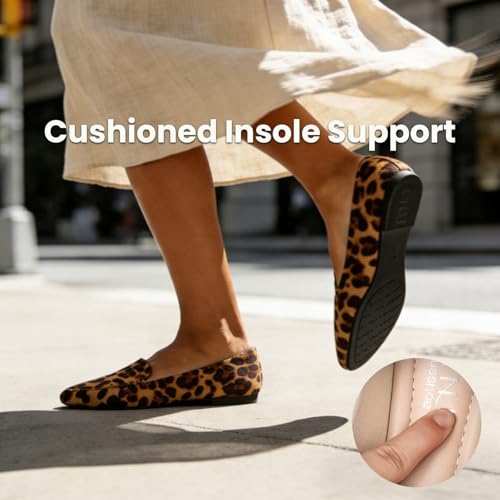 Image of MUSSHOE Pointed Toe Flats for Women, Comfortable Business Casual Work Shoes, Slip On Loafers with Arch Support, Office Walking Flats for All Day Standing