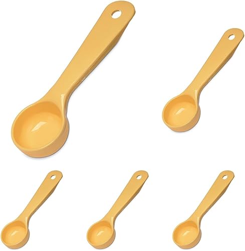 Carlisle FoodService Products Measure Miser - Cuchara medidora sólida con mango corto, 1 onza, color amarillo (paquete de 5)