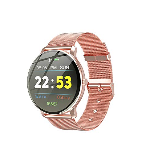 Reloj Inteligente Modo multideportivo Ritmo cardíaco Pantalla Redonda Rastreador de Ejercicios Bluetooth Nueva Pulsera de Banda R88 Pulseras Impermeables IP67 (Rosa)