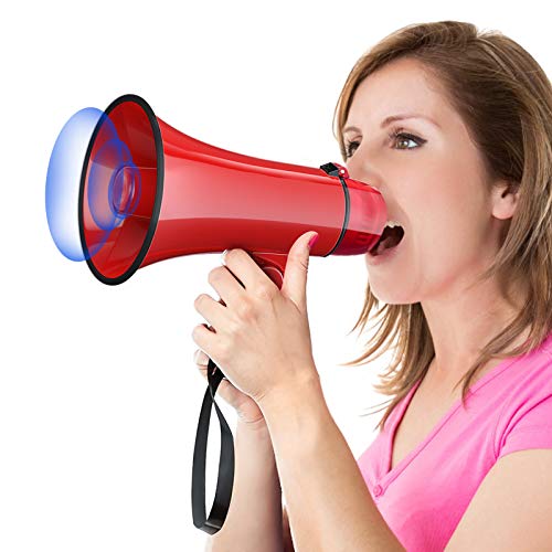 familihub Portable Megaphone Bullhorn Speaker with Siren for Kids and Adults, Adjustable Volume Control with Foldable Handle