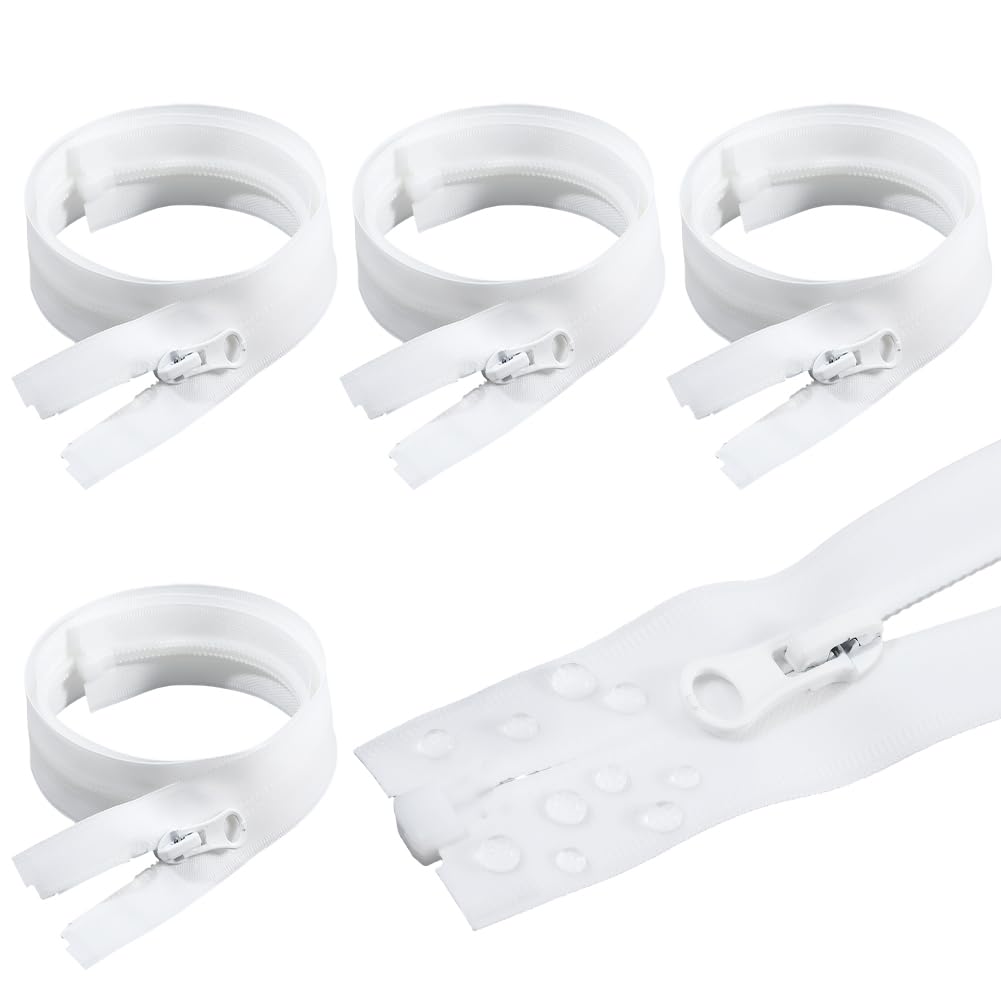 GORGECRAFT 5Pcs Invisible Zipper Replacement Bulk 73cm White Nylon Waterproof Separating Heavy Duty Sewing Coil Zippers with Puller Sliders for DIY Crafts Tailor Bags Accessories