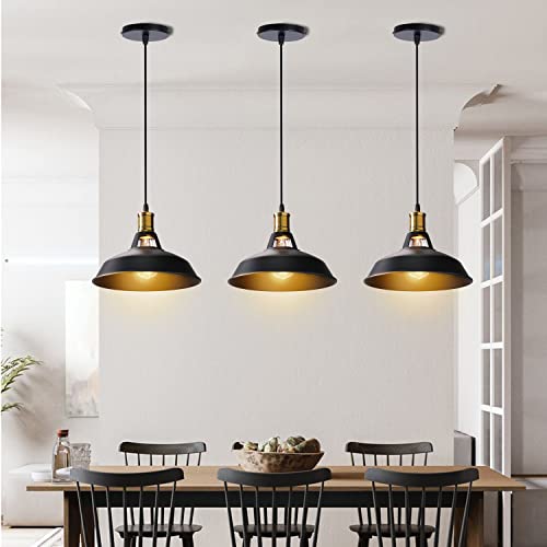 Industrial Chandelier, Black Chandelier E27 Copper Base, Vintage Barn Chandelier, Matt Paint Black Pendant Light Fixtures, Suitable For Living Room, Bar, Kitchen (2 Pieces) #TOP2