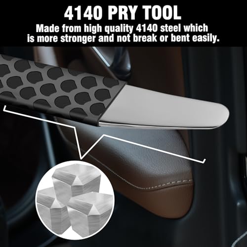 Etre Jeune 4140 Steel Pry Tool, Auto Trim Removal Tool Pry Bar for Vehicle Door Panel, Audio Radio Panel, Dashboard Repair Upholstery Tool, Pack of 1 Black