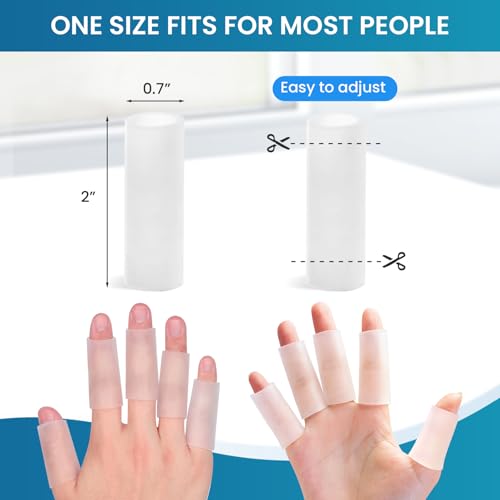 Image of Kimihome 10 PCS Gel Finger Sleeve Protectors - Silicone Finger Sleeves Cushions and Protects - Finger Cots Bandages Provide Relief for Finger Cracking, Corns, Blisters and Calluses Protect (Clear)