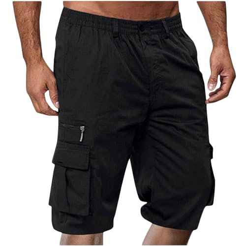 Cargo Shorts for Men Casual Summer Hiking Pants Elastic Waist Big and Tall Knee Length Multi-Pockets Bermuda Shorts2