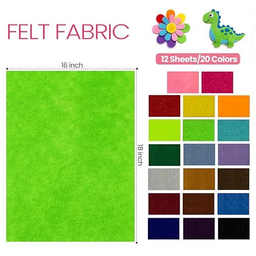 Image of Moukeren 240 Pcs 16 x 18 Inch Felt Sheets, Rainbow