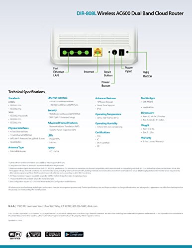 D-Link Wireless Ac600 600 Mbps Home Cloud App-Enabled Dual-Band Broadband Router (Dir-808L) #TOP6