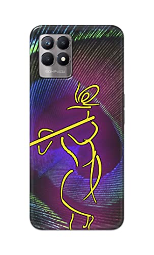 Image of PRINTFIDAA Lord Krishna On Peacock Feather Hard Back Cover for Realme 8i Back Cover -(P6) KAT1007