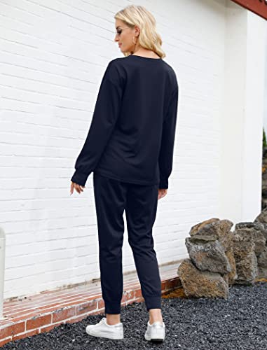 Image of Bofell Lounge Sets for Women 2 Piece Fall Outfits 2023 Fashion Trending Now Sweatsuits Tracksuits with Pockets Loose Fit