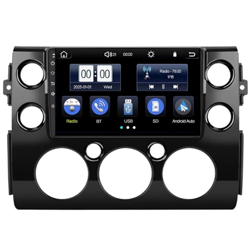 Android 15.0 Radio Coche con Pantalla Táctil 9 Pulgadas para Land Cruiser FJ 2017 Navegación GPS Control del Volante 4G WiFi FM Am RDS Mandos Volante Bluetooth(T208 8 Core 4G+WiFi 4+64GB)