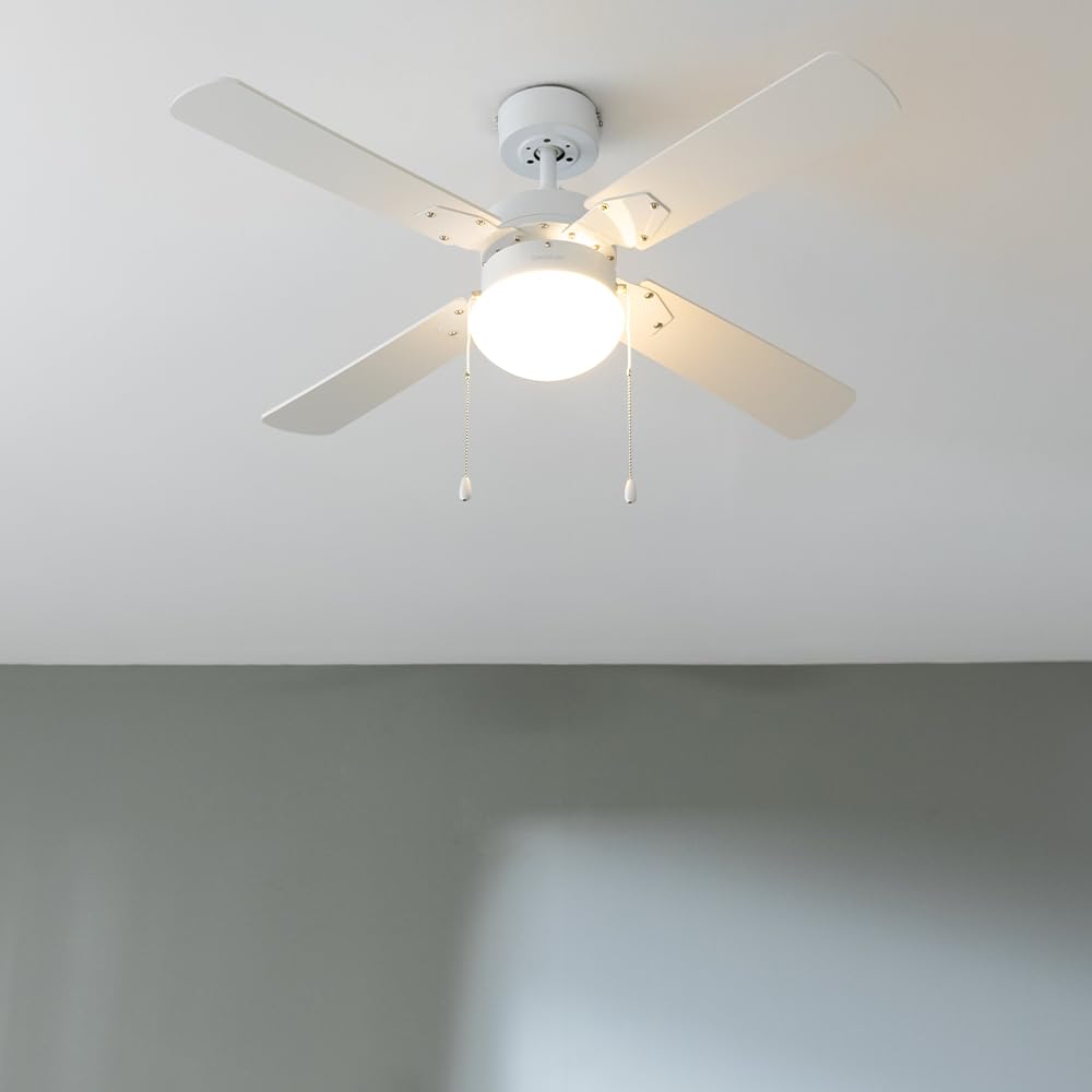 Cecotec - Ventilateur de Plafond avec Lumière EnergySilence Aero 450 FullWhite - 50 W, Diamètre 106 cm, Lampe Intégrée, 3 Vitesses, 4 Pales Réversibles, Mode Été/Hiver