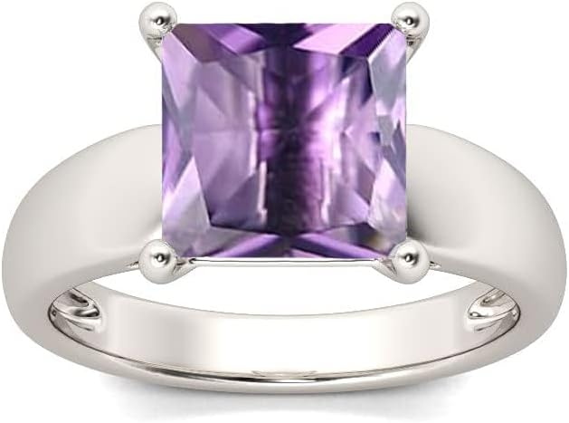 2CT Gemstone Ring for Women 925 Sterling Silver 7mm Princess Cut Birthstone Promise Ring