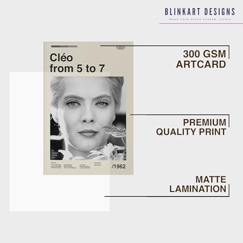 Image of BLINKART Cleo From 5To 7 Movie Poster Frame 8x12 Inch | Premium 300 GSM Paper Wall Print | Mid Century Vintage Film Artwork for Home, Bedroom, Living Room, Office | Framed Photo Decor