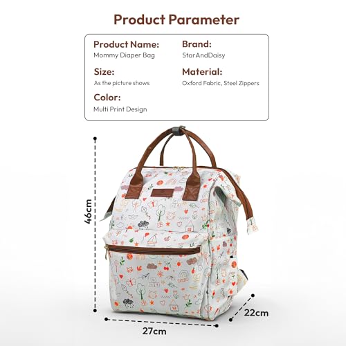 Image of StarAndDaisy Baby Diaper Bag for Mother Travel /Diaper Bags for Mother for Travel with Laptop Pocket, Multi Compartments, Insulated Bottle Pockets, Waterproof, Ultra soft fabric - Nature Print