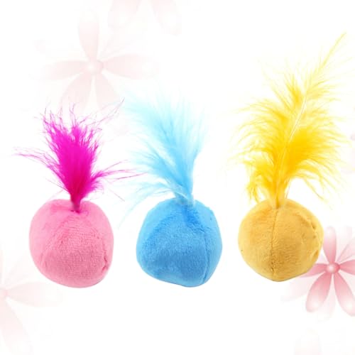 Abaodam Lot de 3 Boules en Peluche à l'herbe à Chat Jouets à Mâcher pour Chats, Stimulant Instincts Naturels et Protégeant la Dentaire Couleur Aléatoire