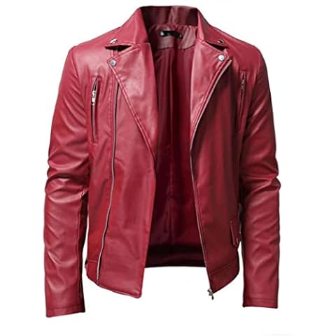 HOMEBABY Men's Slim Warm Leather Coat Classic Motorcycle Jacket Zipper Biker Sport Thick Parka Outwear Autumn Winter Long Sleeve Pullover Jumper Tops Cover