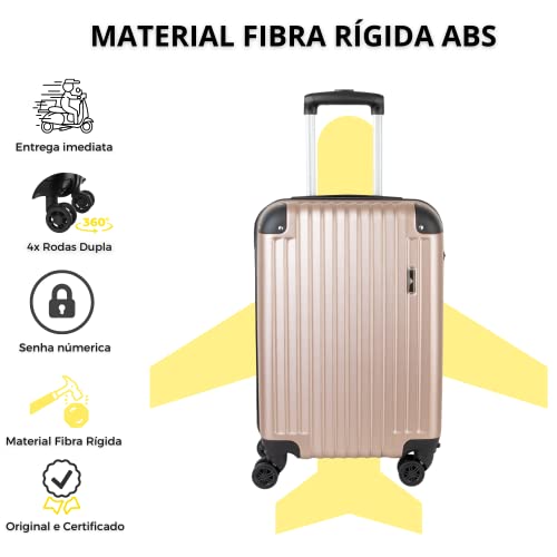 Mala De Bordo C/Rodinhas - ANAC 10kg Fibra Rígida - 1un - P Cor:Dourado 8113