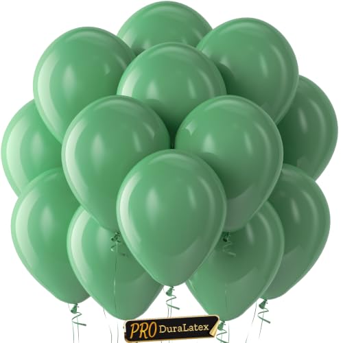 Image of Bezente Pro Duralatex Sage Green Extra-Thick Balloons 100 Pack 12 inch | Olive Green Balloons for Birthday Jungle Theme Safari Bridal Shower Wedding Party Decorations