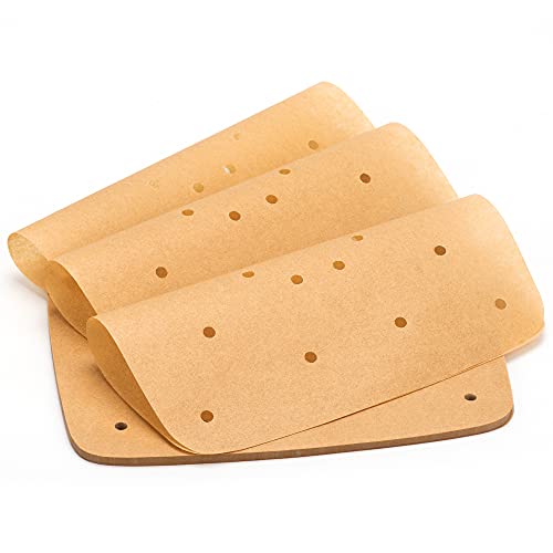 Macood Air Fryer Parchment Paper 100 Pcs 8.5 Inch Unbleached Square Perforated Paper For Air Fryers/Baking/Cooking/Steaming Basket (Brown) #TOP29