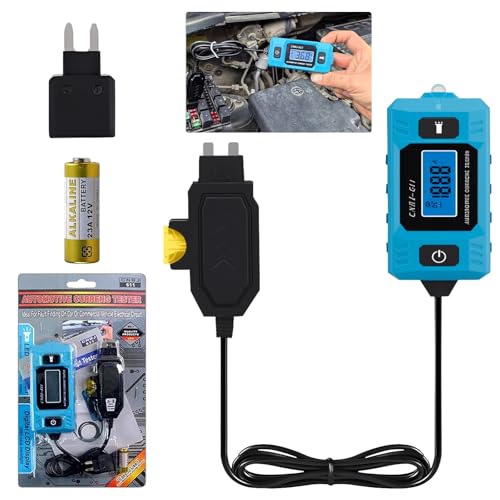Car Fuse Tester,Automotive Circuit Tester,(0.01A~19.99A) High-Precision Automotive Circuit Fault Probe Tester with Led Display & Front Lighting,Max Load 20a 48v/10s for Various Vehicles (With Battery)