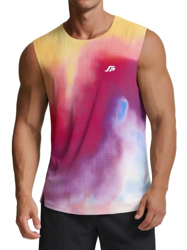 Image of ANGEL CITIZ Men's Running Tank Top Gym Sleeveless T-Shirts Ultra Lightweight Marathon Singlet Training Vest UPF 50+ Orange