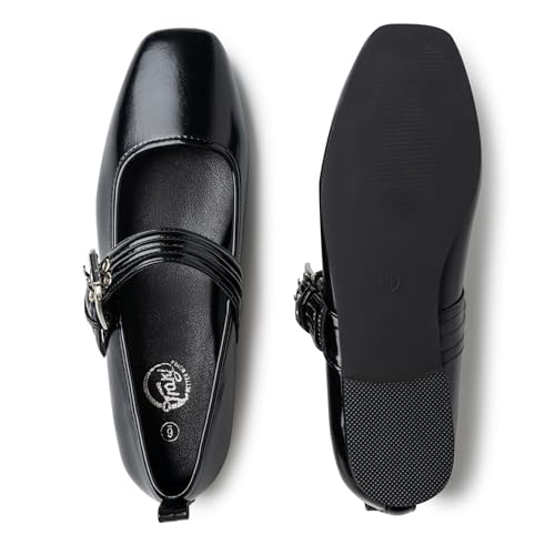 Image of Trary Mary Jane Shoes Women Woven Flats for Women Dressy Ballet Flats Squared Toe Mary Jane Flats Shoes
