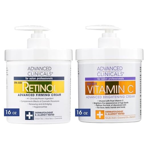 Advanced Clinicals Creme corporal Retinol + loção hidratante com vitamina C, conjunto de cuidados com a pele, cremes para o corpo e rosto antienvelhecimento reduzem rugas, linhas finas