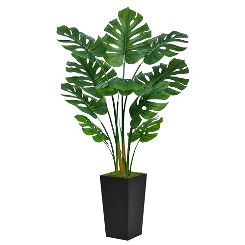 ASTIDY Artificial Monstera Deliciosa Plant 5FT - Faux Tropical Palm Tree with Black Tall Planter...