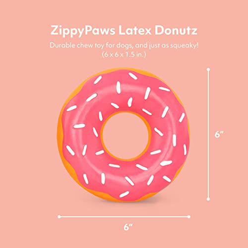 ZippyPaws Latex Donutz, Durable Dog Toy for Interactive Play No Stuffing, Strawberry, 6 x 6 x 1.25 in - Image 3