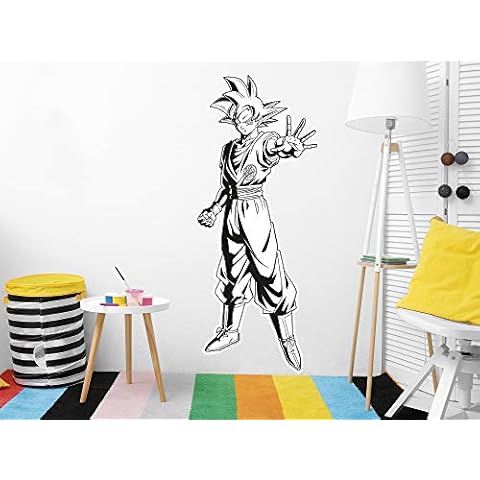 Real Size Wall Sticker Dragon Ball Super Goku Black and White Official Product | 62 x 150 cm | Vinyl for Walls | Original Product | Vinyl Sticker | Mural | Home Decoration | DBS Cover