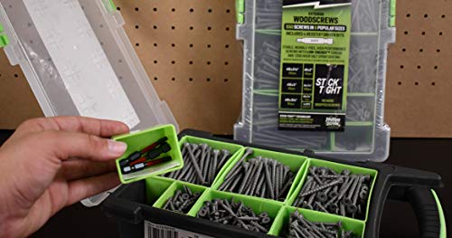 Velocity Exterior Wood Screw Site-Case - 550 Screws in 6 Popular Sizes and 4 Hexstix Star Drive Bits