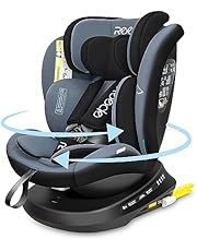 Reecle I-Size 360 Svängbar Bilbarnstolar med ISOFIX, 40-150cm(Grupp 0+/1/2/3,0-36 kg), 0-12 år (Svart)