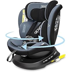 Silla 0 1 2 3 Reecle I-Size Silla de Coche Giratoria 360º con ISOFIX, 40-150cm (0~36kg), Aprox. 0-12 años (Negro)