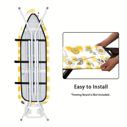 Image of Nuxovilar Yellow Gingham Lemons Ironing Board Cover 15x54 Polyester