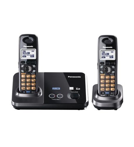 Panasonic KX-TG9322T 2-Line DECT 6.0 Cordless Phone, Metallic Black, 2 Handsets