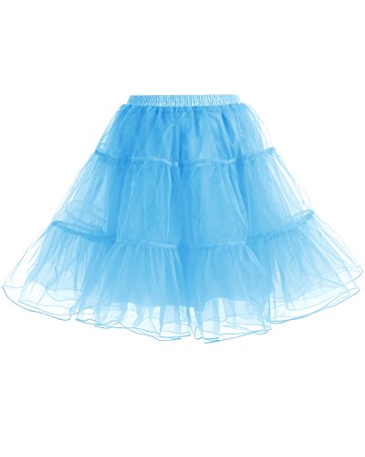 Gardenwed Jupon Femme Vintage en Tulle Jupe Courte Style Années 50s Rétro Petticoat Jupon Tutu Rockabilly Blue M Cover